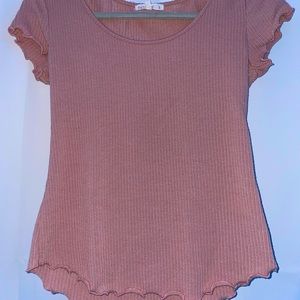 Blush pink tee with ruffles